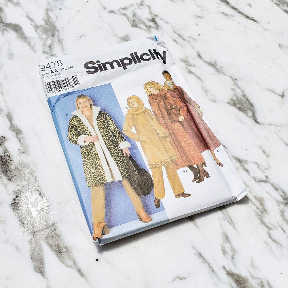 2000s Sewing Pattern for Coat, Scarf and Bag - Size AA (XS, S, M)